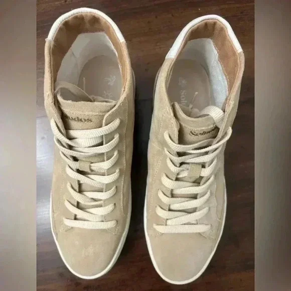 Soludos Ibiza Tan Sand High Top Sneakers Size 8.5 Suede Hipster Preppy Spring - Picture 6 of 12